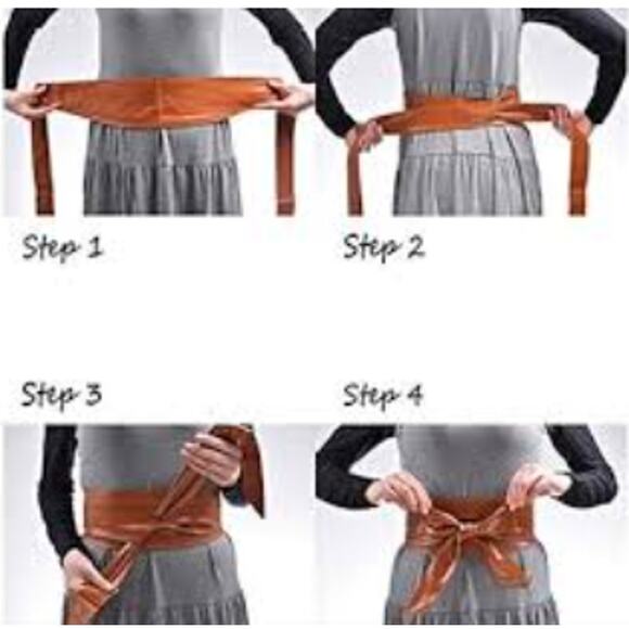 ADA Midi Leather Wrap Belt Tan Brown One Size Boho Chic Bohemian Earthy Lange - Picture 2 of 14